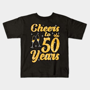 Cheers To 50 Years Old Queen Cute 50th Birthday Party Kids T-Shirt